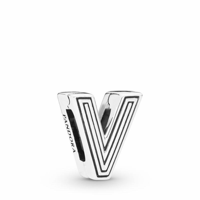 Pandora Reflexions™ Letter V Clip Charm Silver Egypt EN9852730